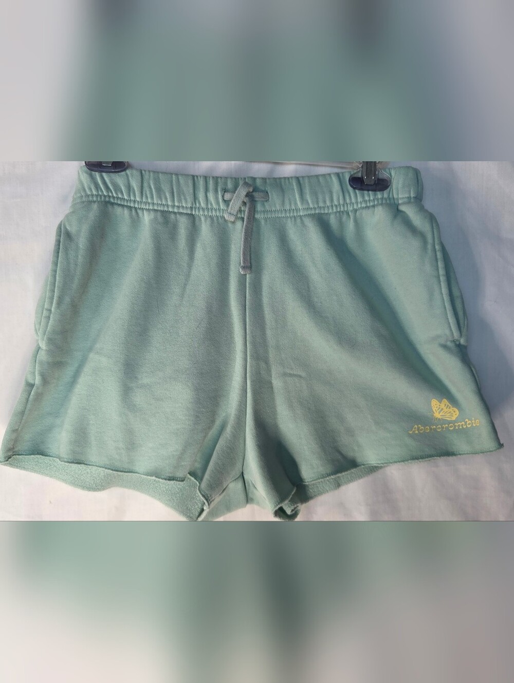 Abercrombie Kids Mint Green Butterfly Girls Sweat Shorts Sz 15/16 XL Pull On Y2K